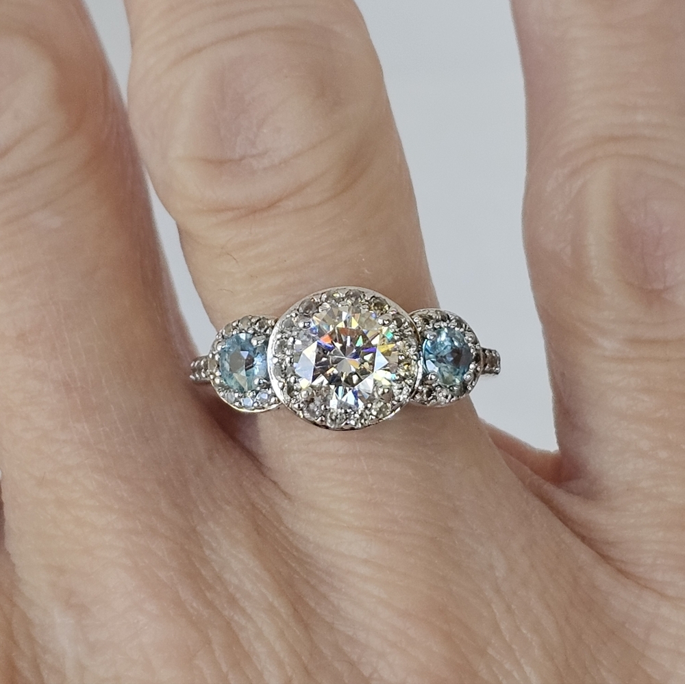 Rare Strontium Titanate & Blue Topaz Ring Sterling Silver Size 7! - Picture 9 of 11